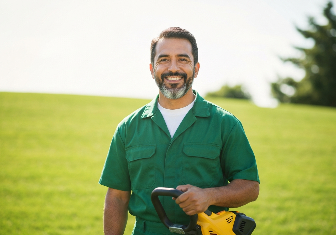 Friendly lawn care professional