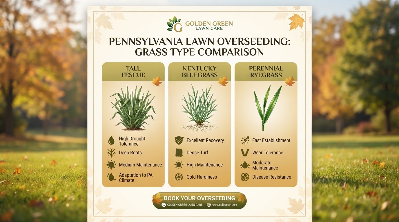 Tall Fescue, Kentucky Bluegrass or Perennial Ryegrass: Which Grass Should You Overseed With in Pennsylvania?