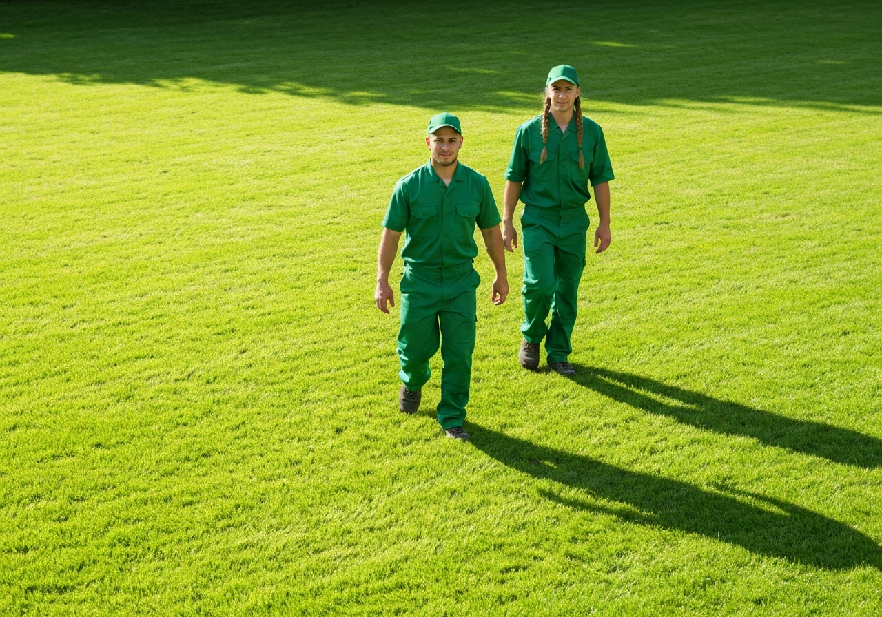 Team of lawn care workers