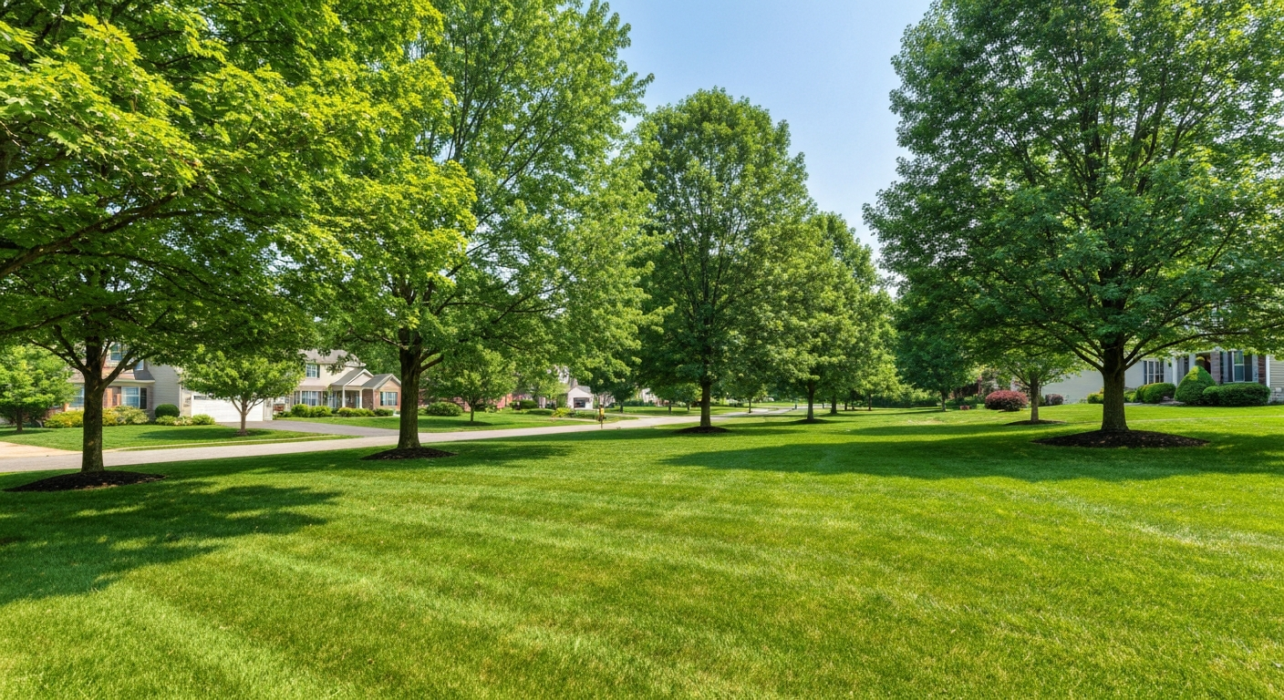 Lush green lawn in an established Reiffton neighborhood