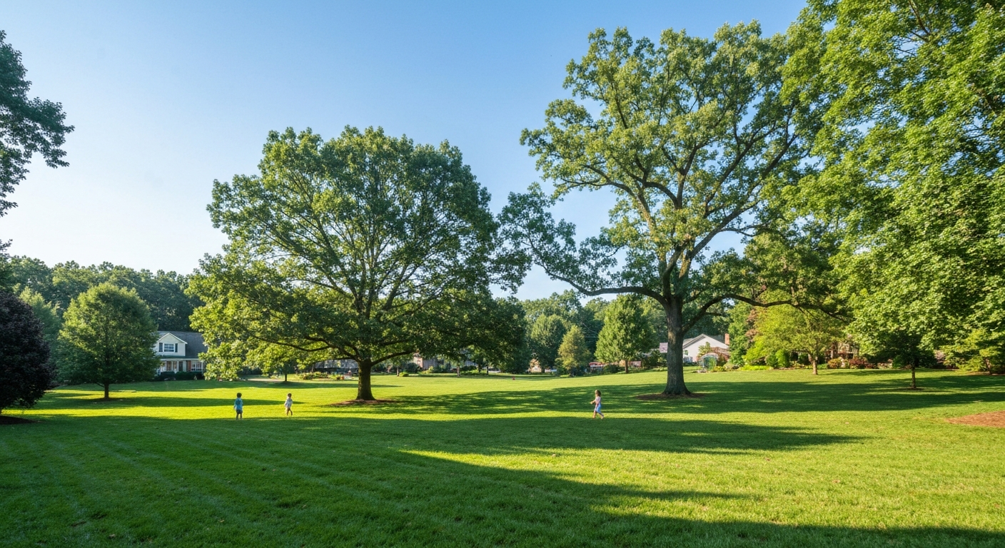 Healthy green lawn in a suburban Mount Penn neighborhood