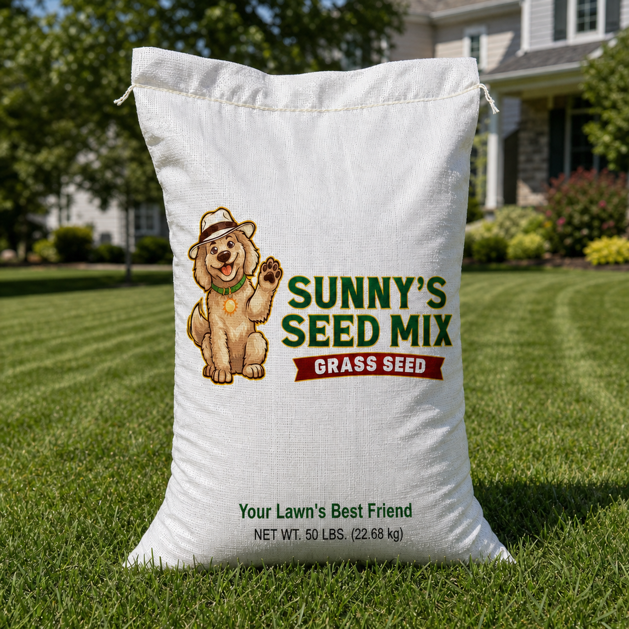 Sunny's Seed Mix 50 lb Grass Seed Bag - Exclusive Blend by Golden Green Lawn Care