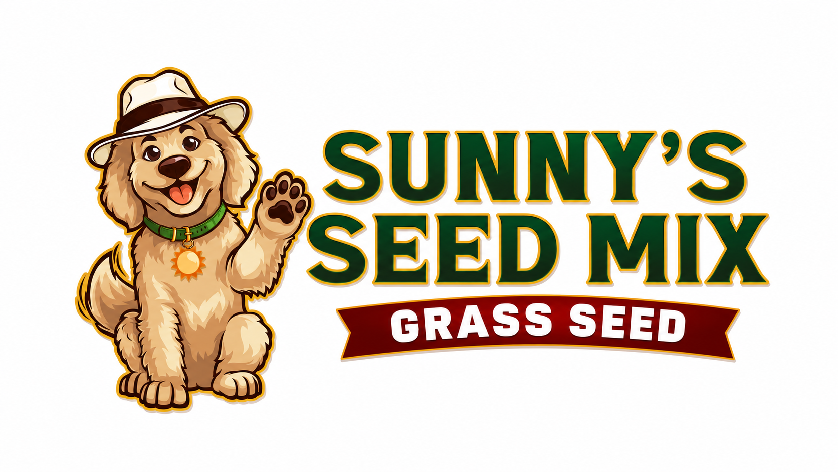 Sunny's Seed Mix Logo - Featuring Sunny the Golden Canine Mascot