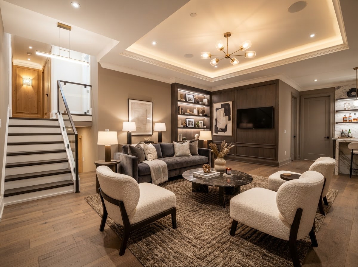 Basement Living Room project 1 by Cechinel Design & Build