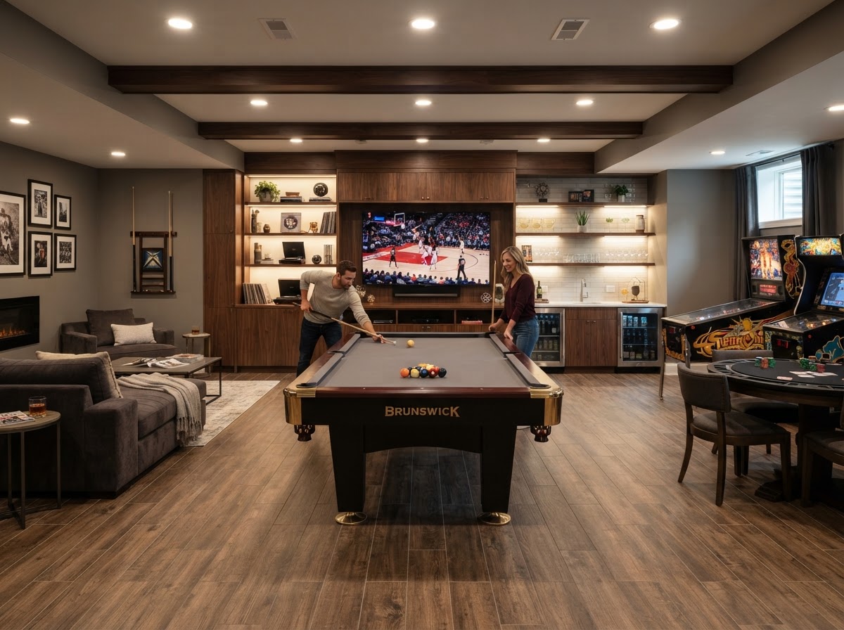 Recreation Room project 4 by Cechinel Design & Build