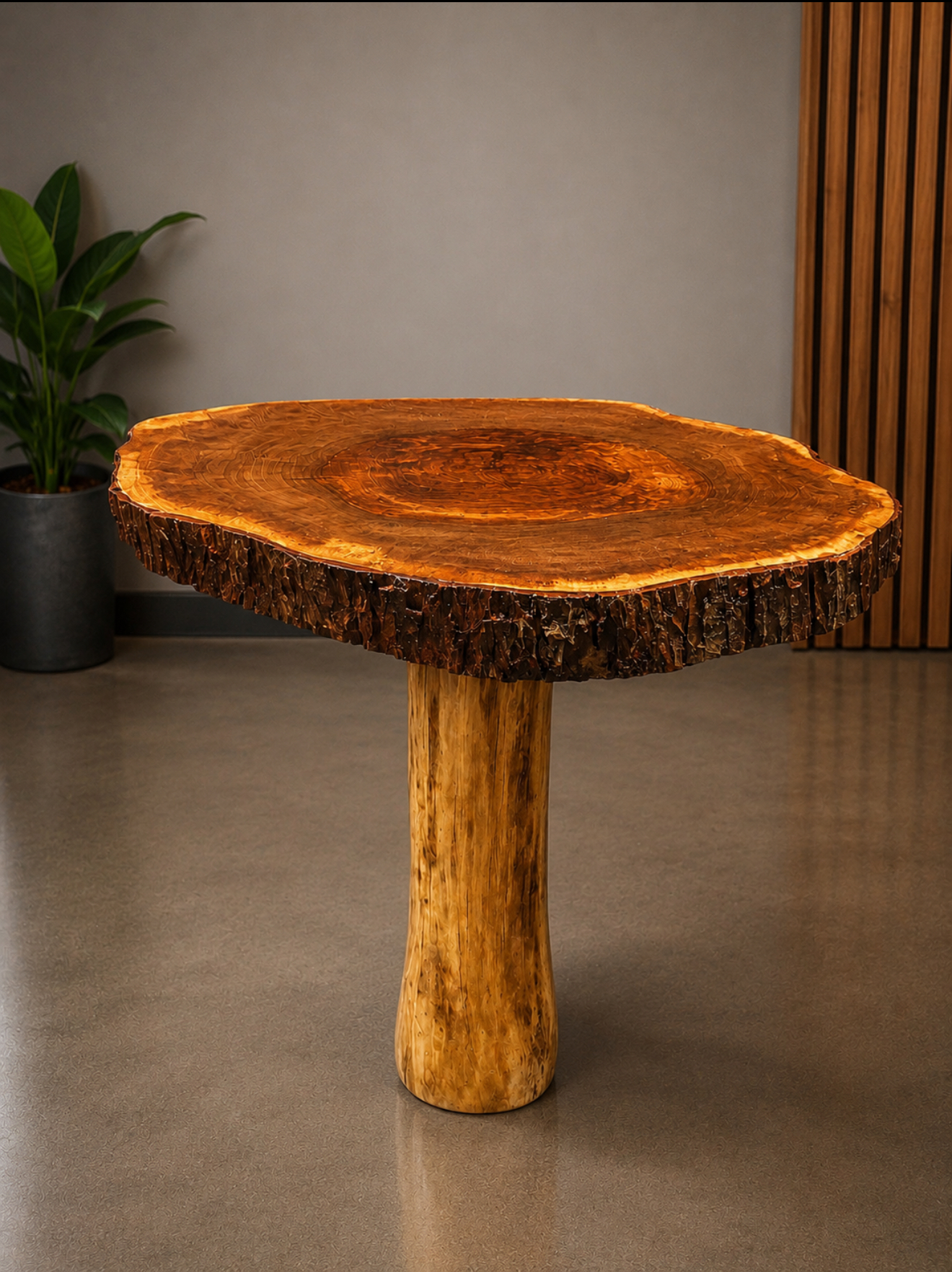 Custom round live edge table