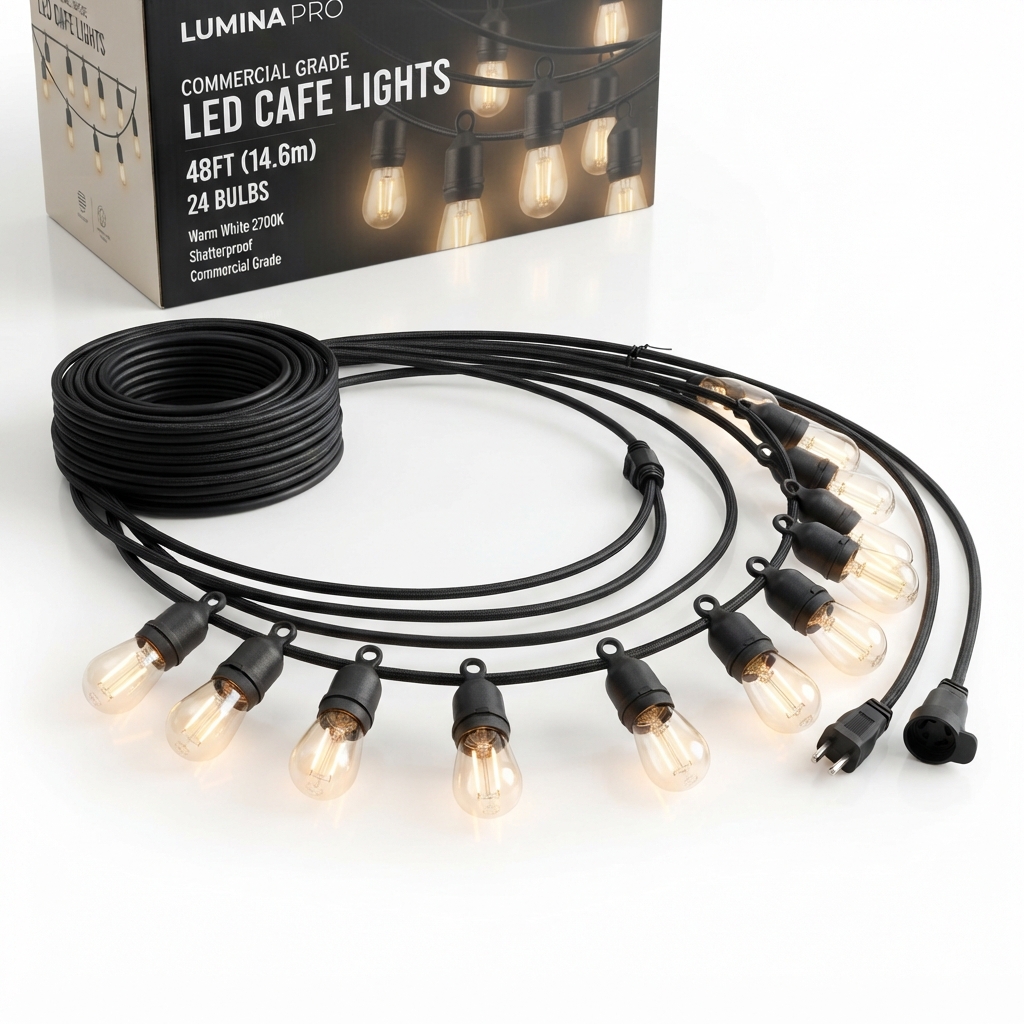 LED Cafe String Lights 48ft