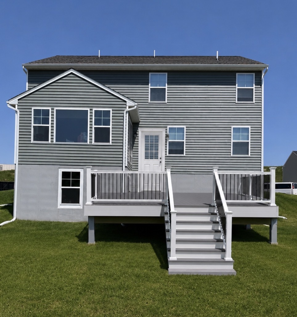 Modern Gray Deck with Black Balusters