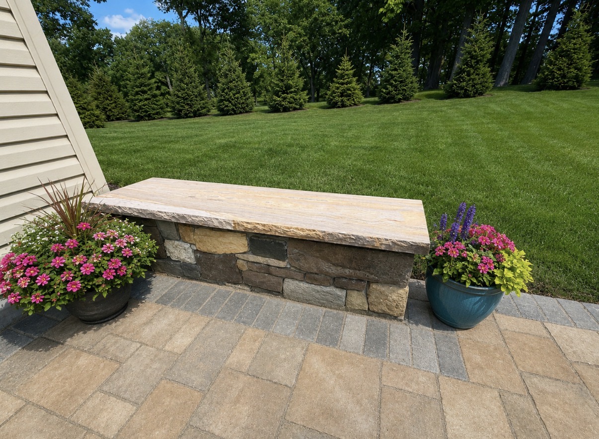 Custom Stone Bench & Pavers