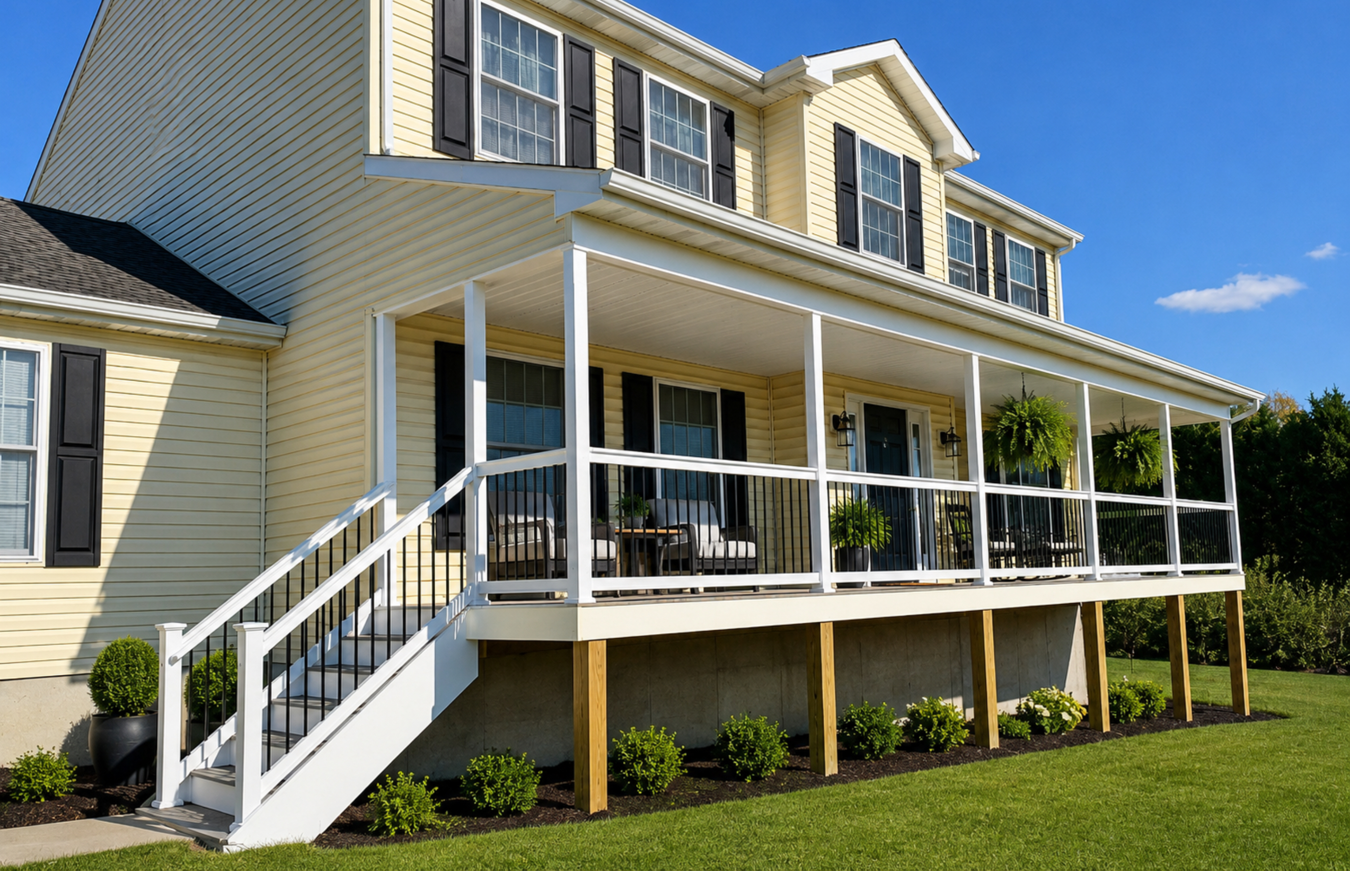 Elevated Front Porch with Staircase