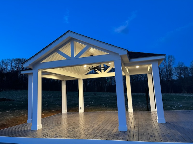 White Vinyl Pavilion with Vaulted Ceiling & Recessed Lighting
