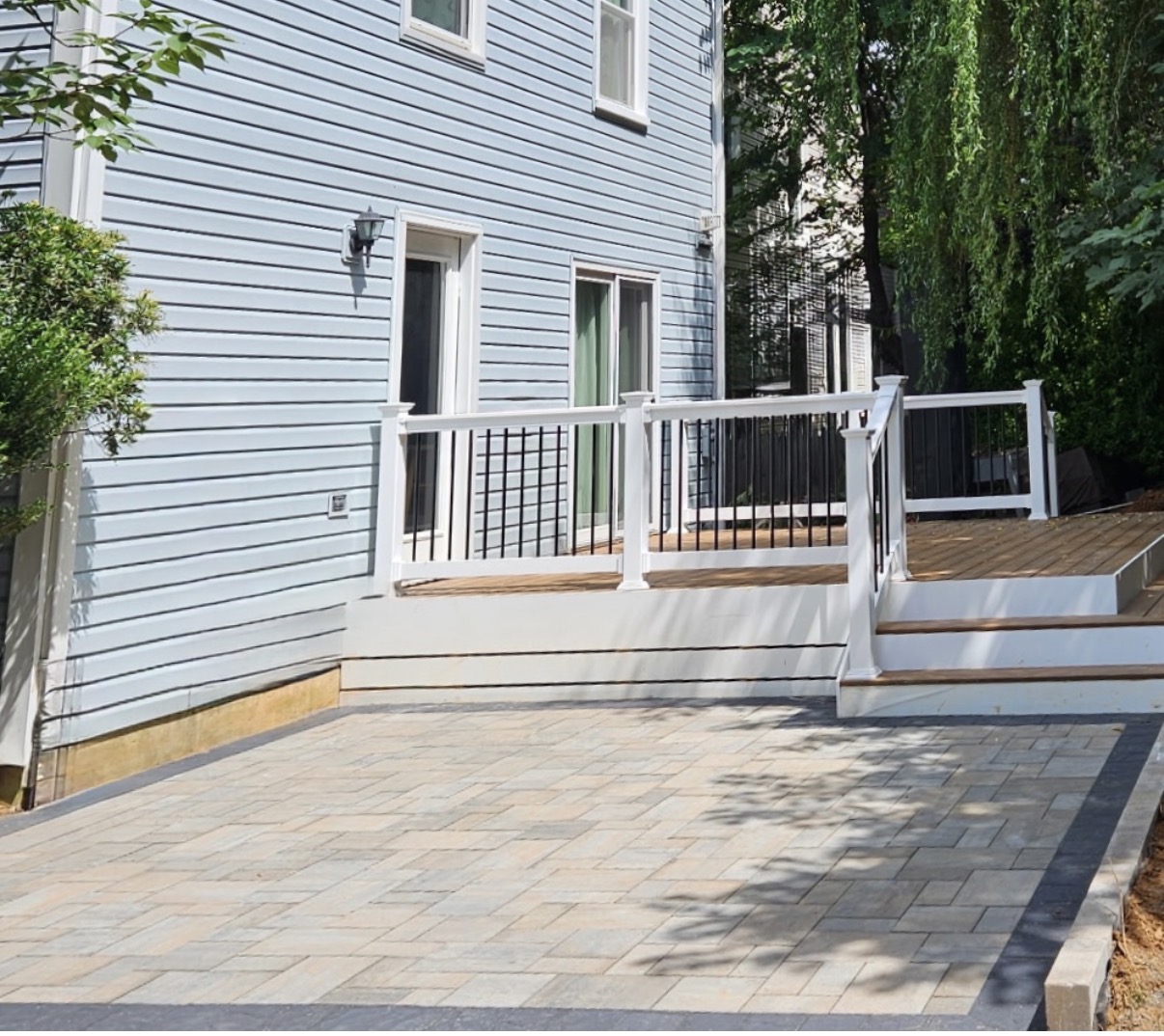 Composite Deck & Paver Patio Walkway Landing
