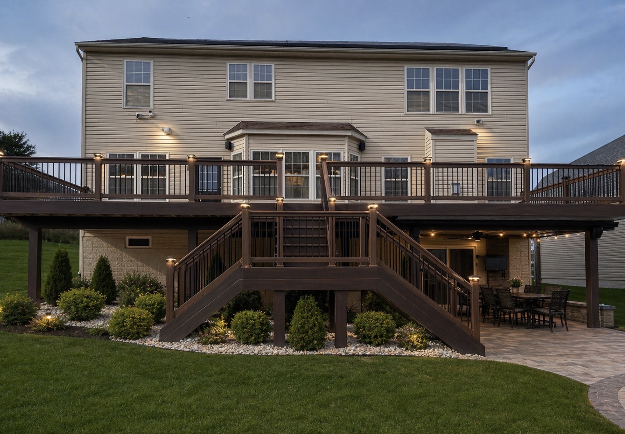 Illuminated Custom Deck & Patio Rear Elevation