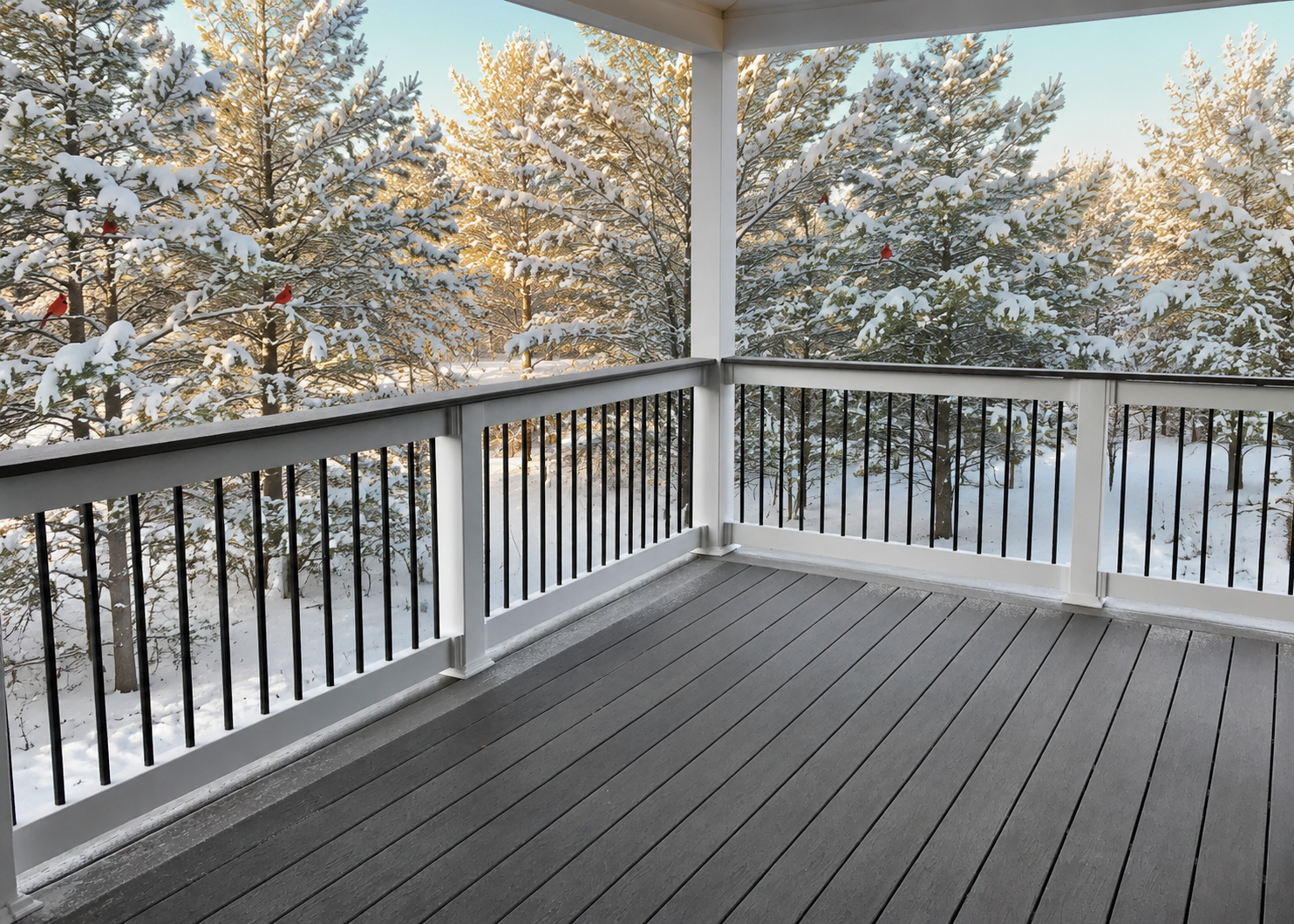 Covered Deck Overlooking Forest View