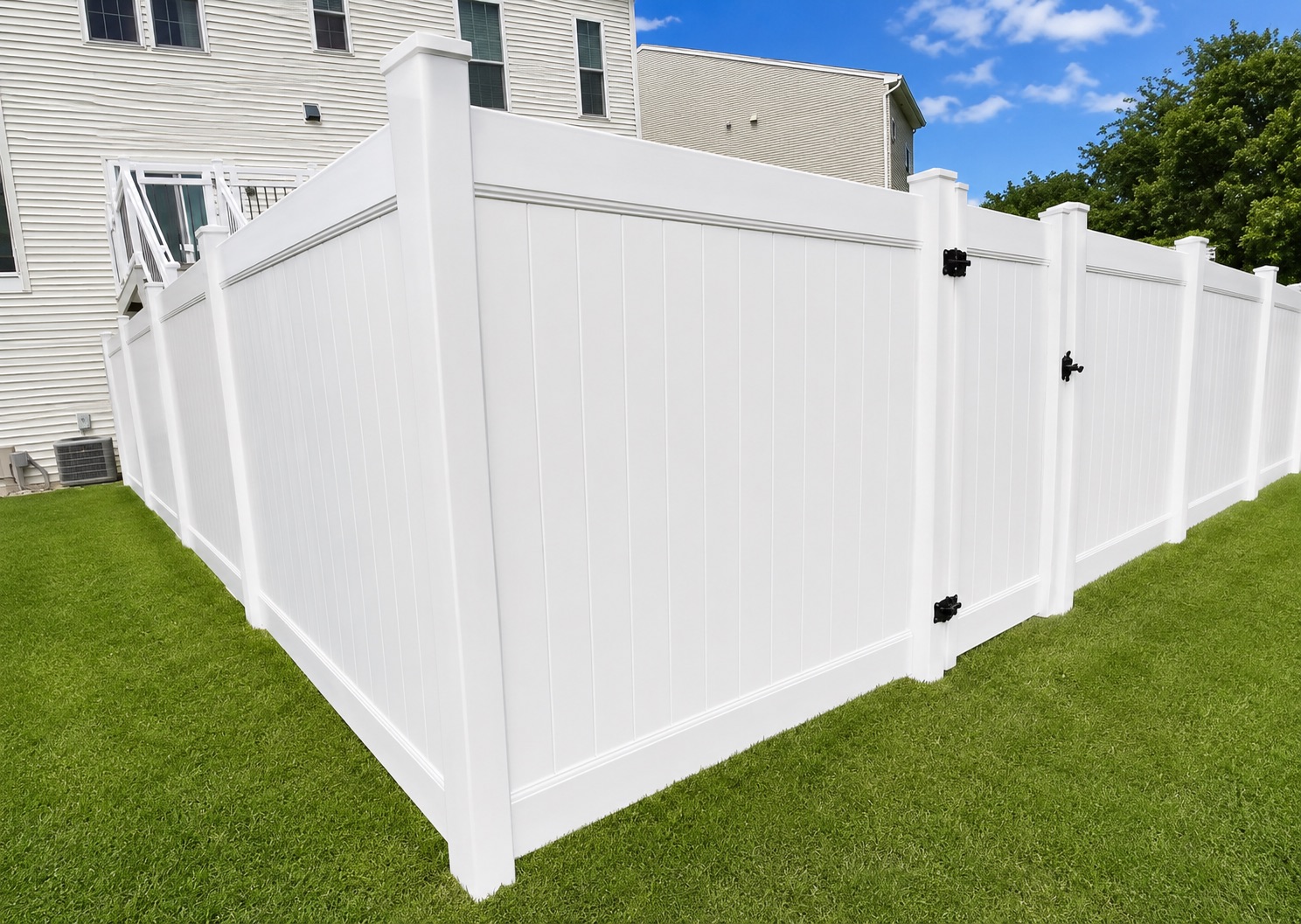 White Vinyl Perimeter Privacy Fence