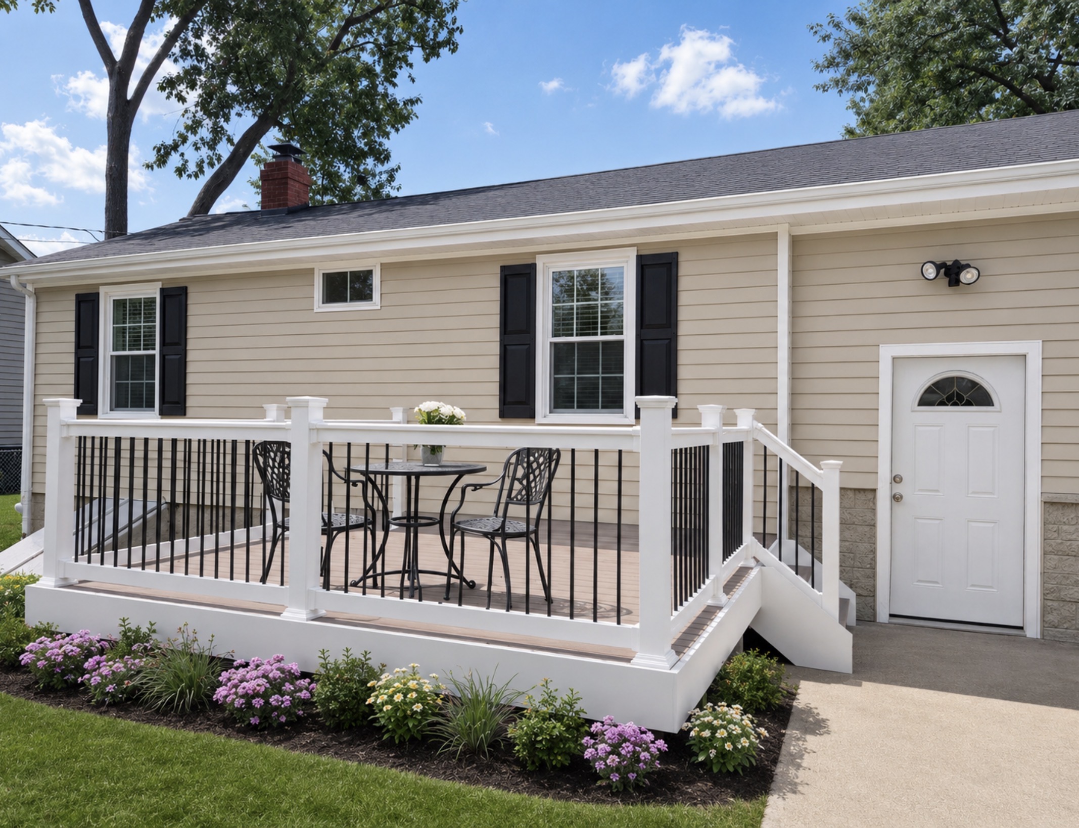 Ground Level Composite Deck & Bistro Seating Area