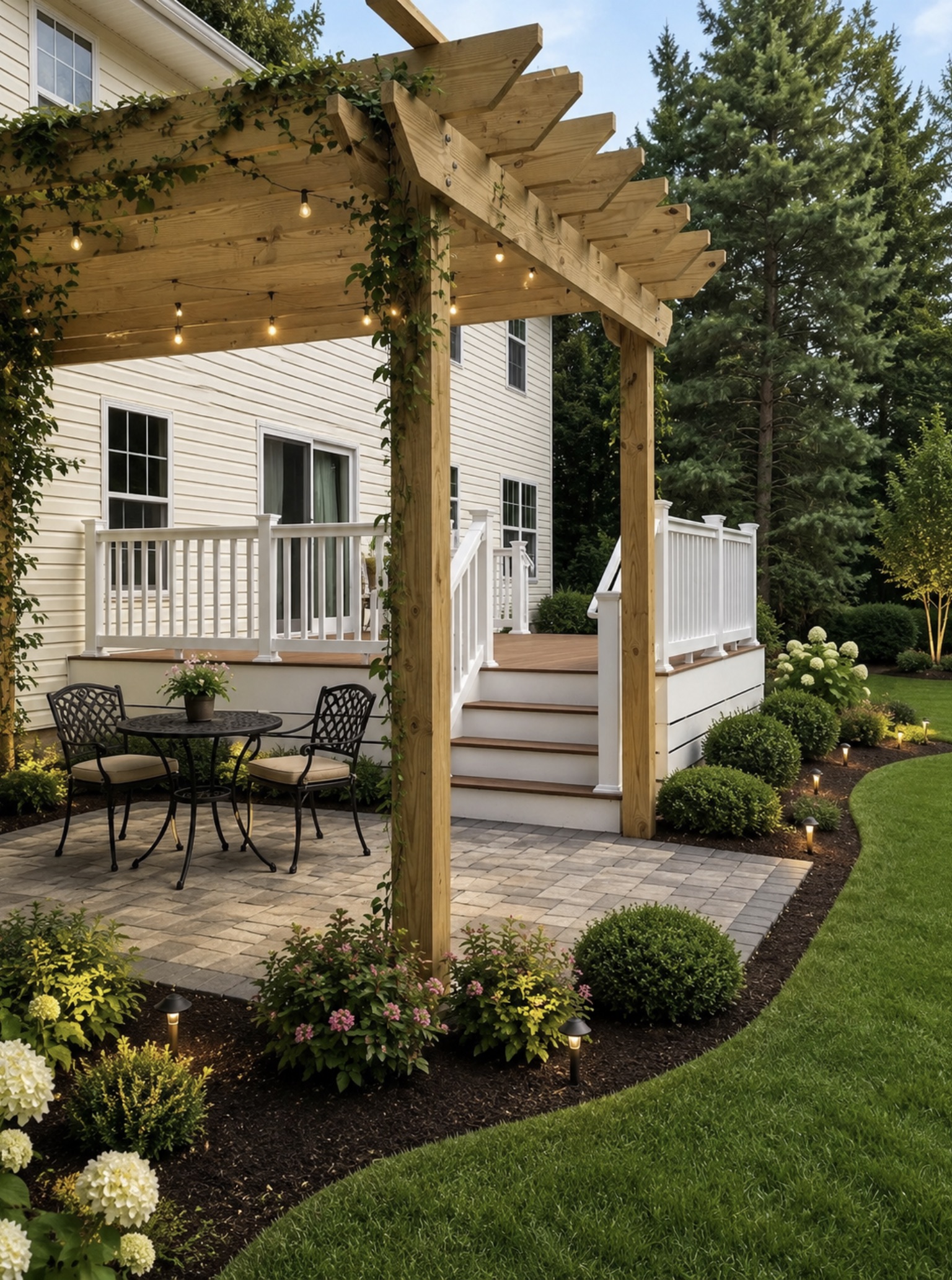 Wood Pergola & Paver Patio