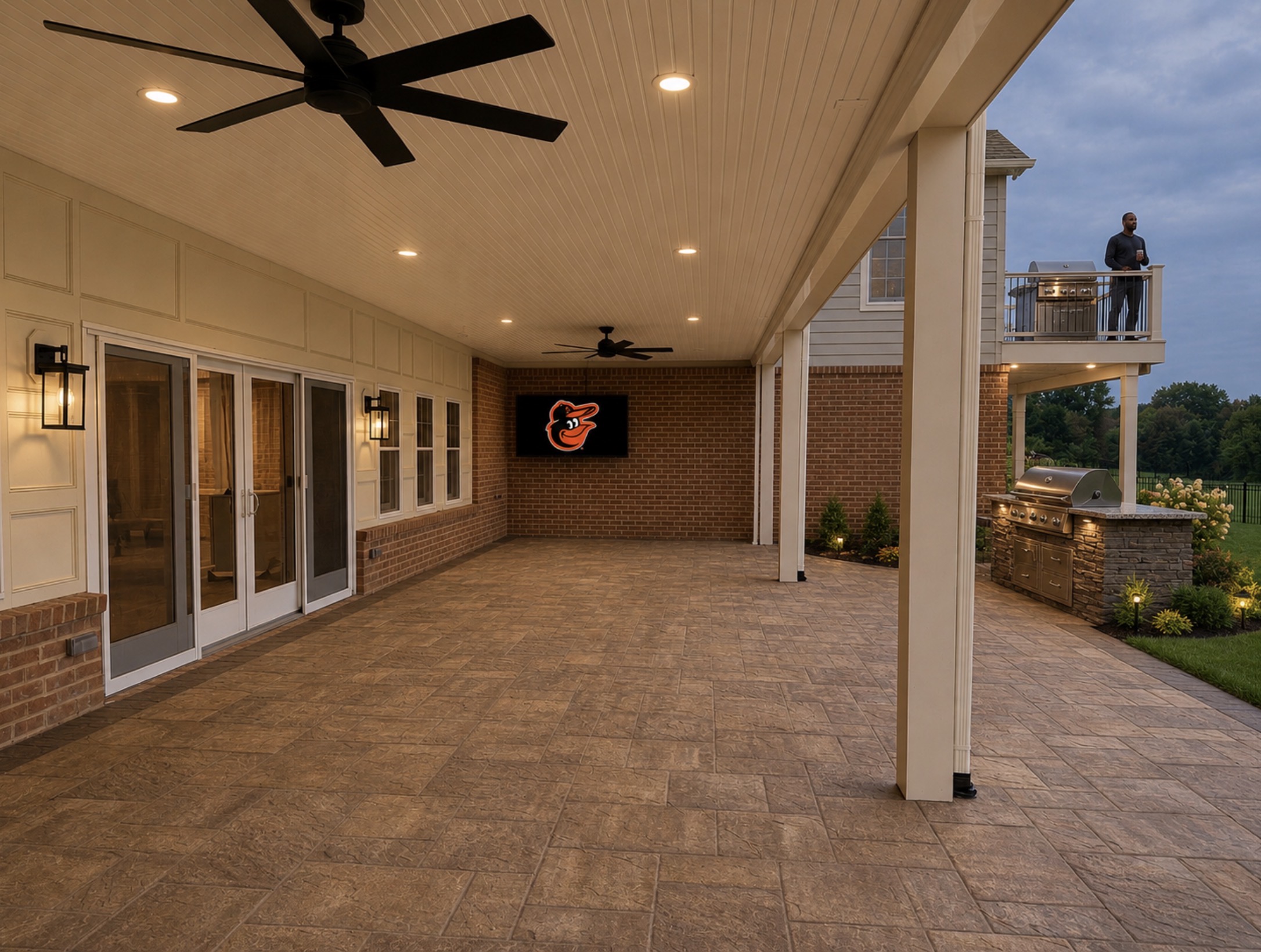 Under-Deck Covered Patio with Ceiling Fans & Outdoor TV