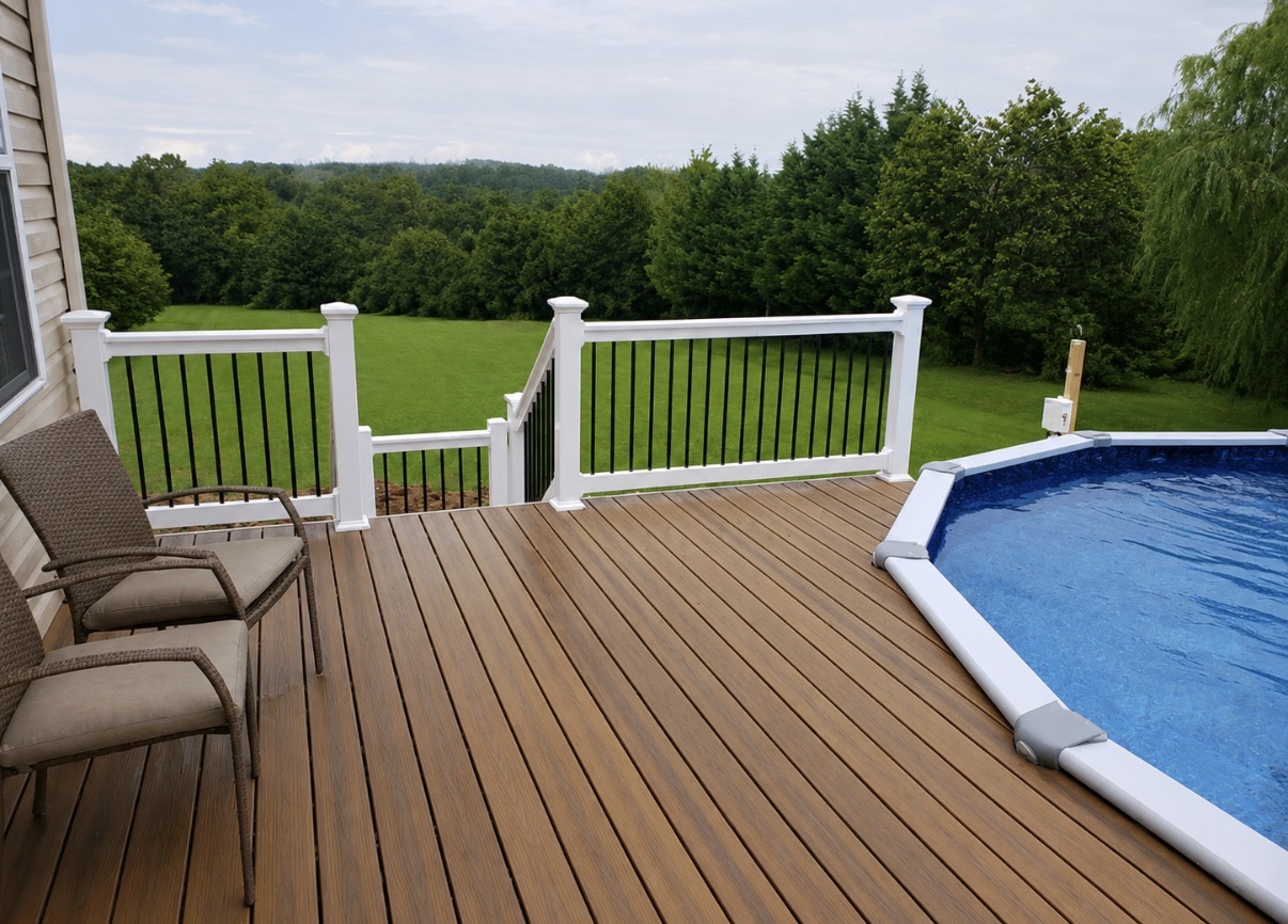 Above-Ground Pool Deck & Countryside View