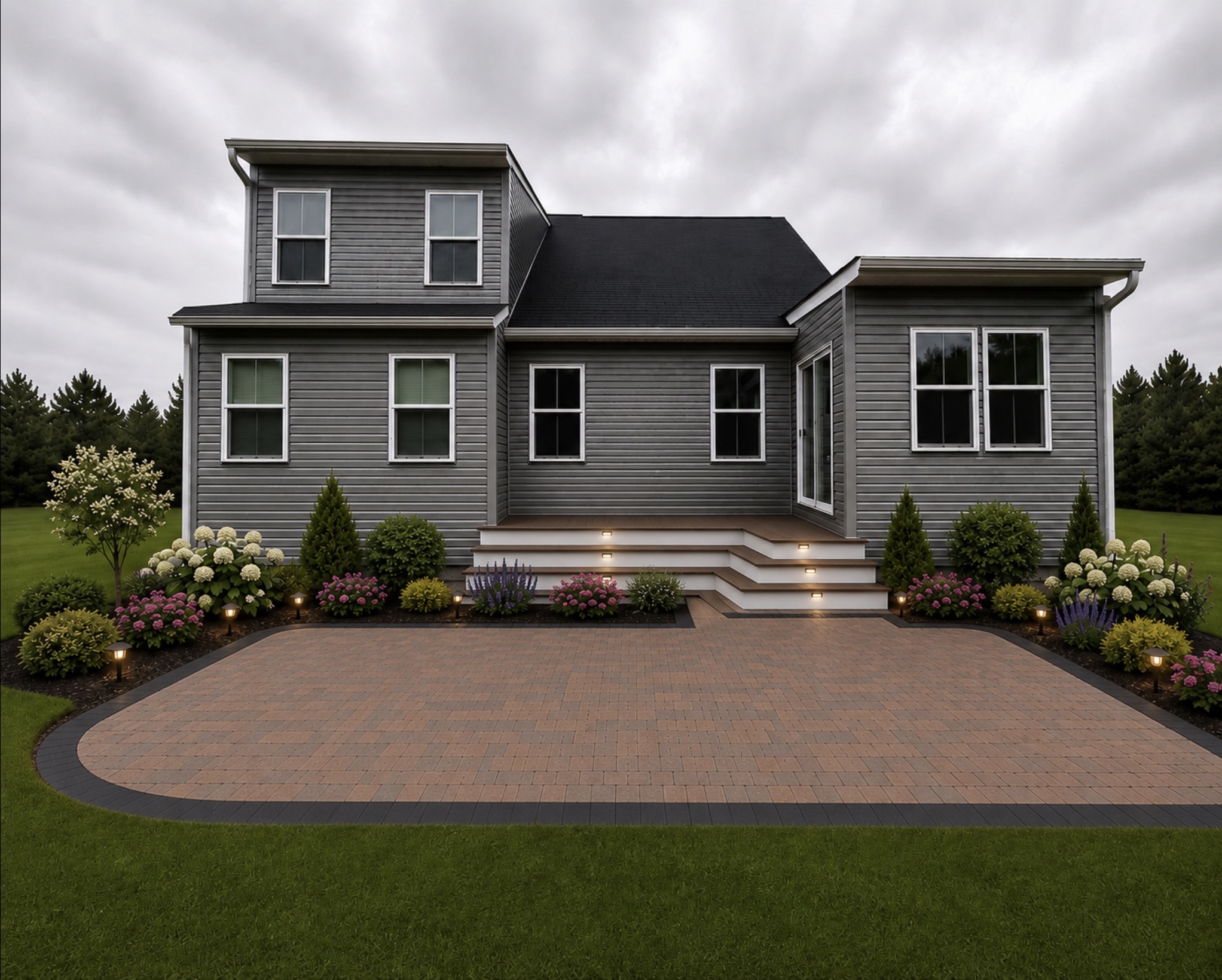 Custom Paver Patio & Deck Step Access
