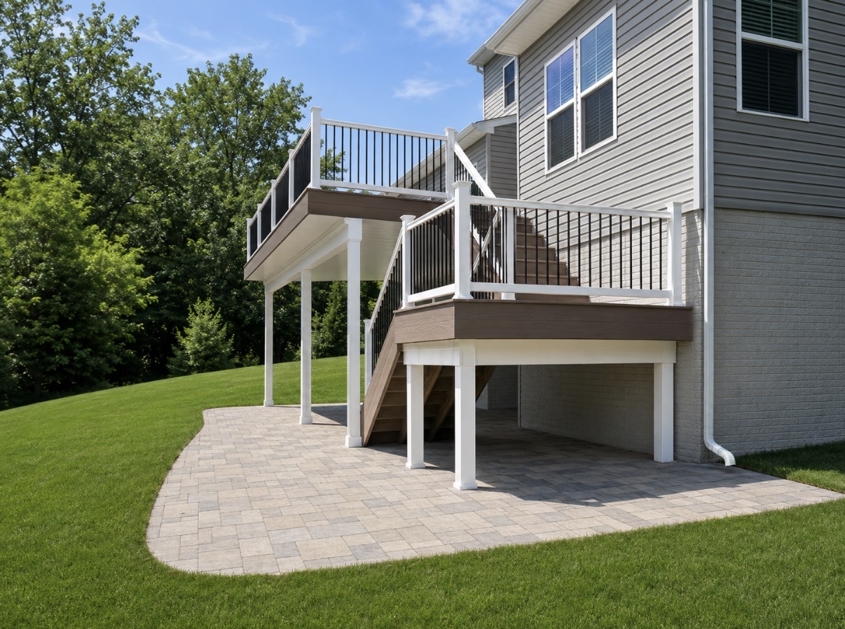Elevated Composite Deck & Under-Deck Paver Patio