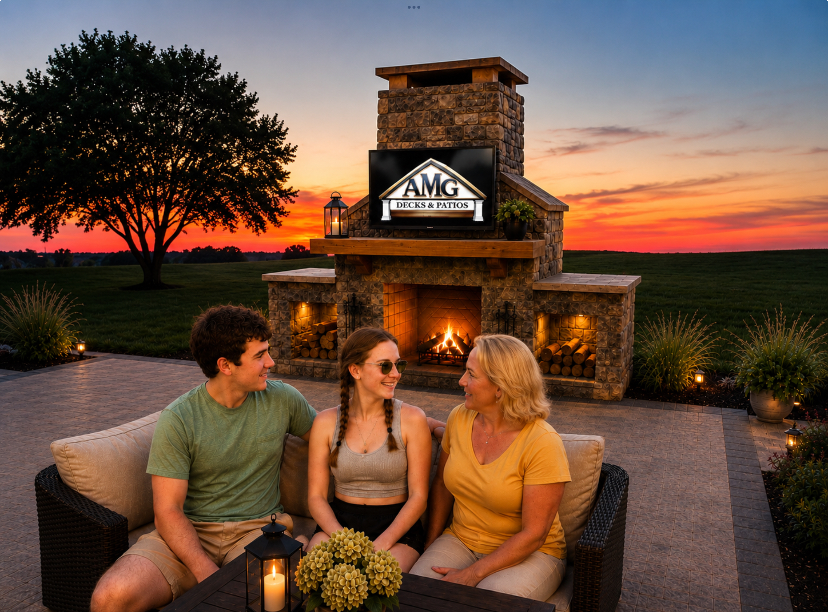 Sunset Patio Fireplace & Seating Area