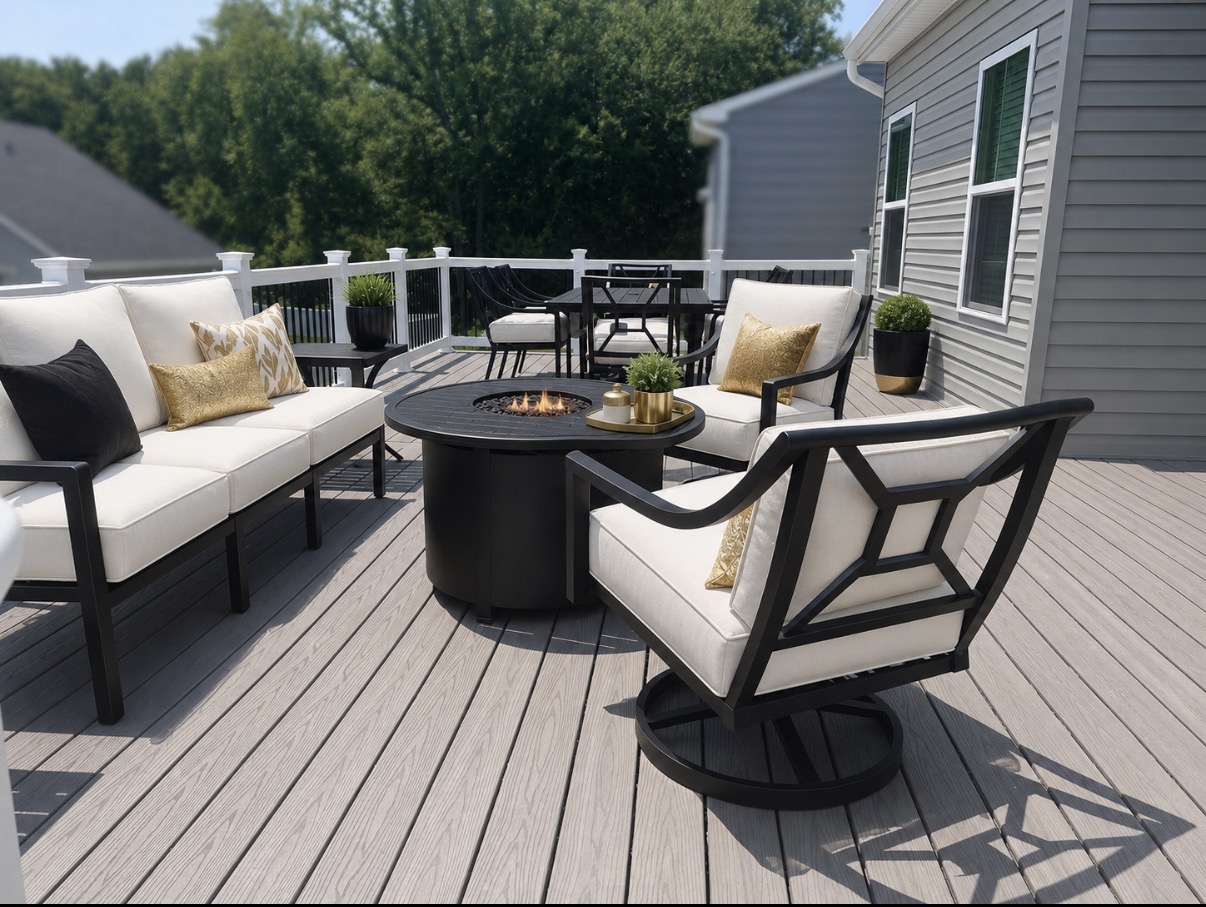 Composite Deck Lounge with Fire Table
