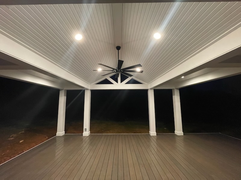 Pavilion Interior with Tongue & Groove Ceiling & Fan