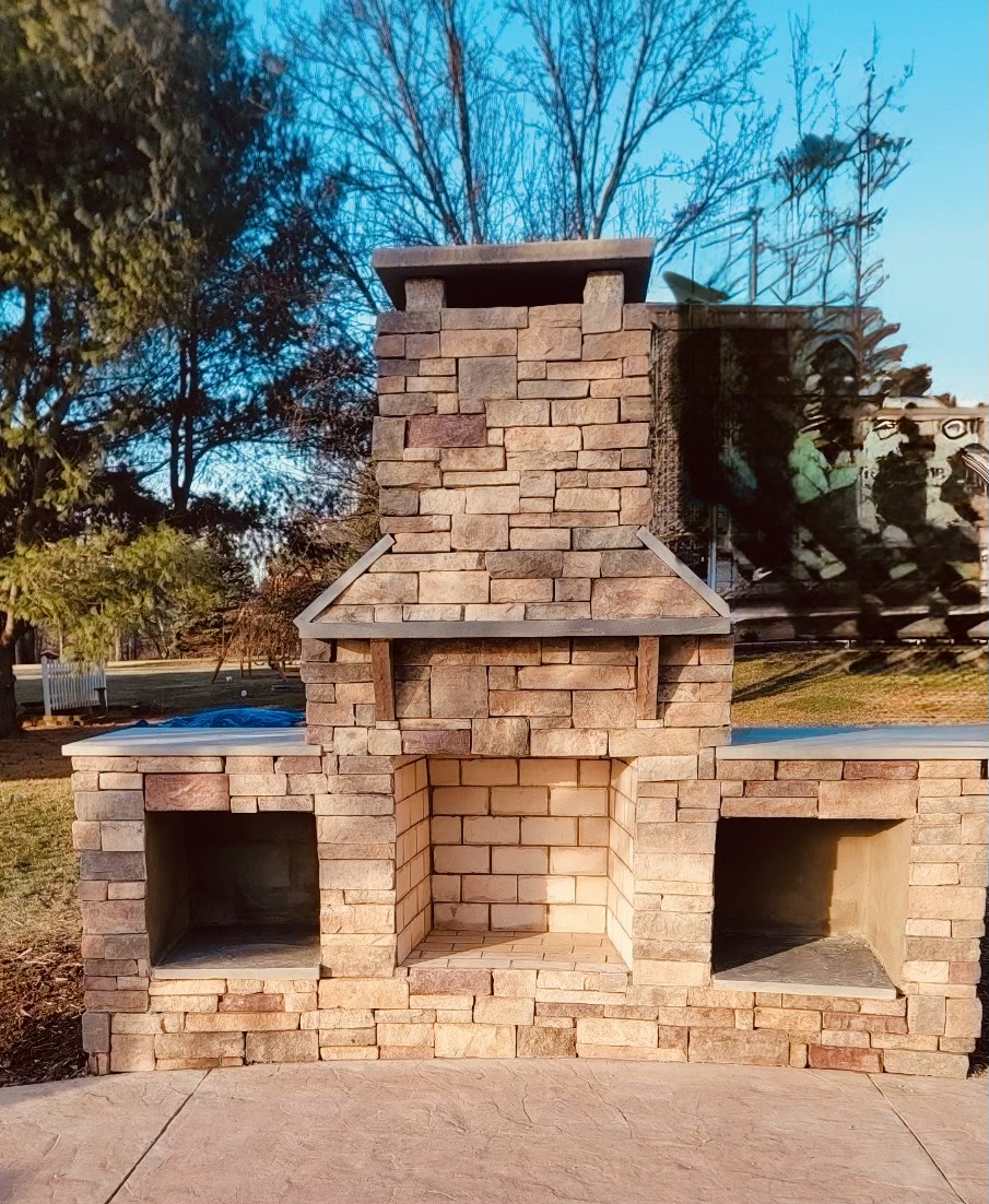 Custom Outdoor Stone Fireplace Structure