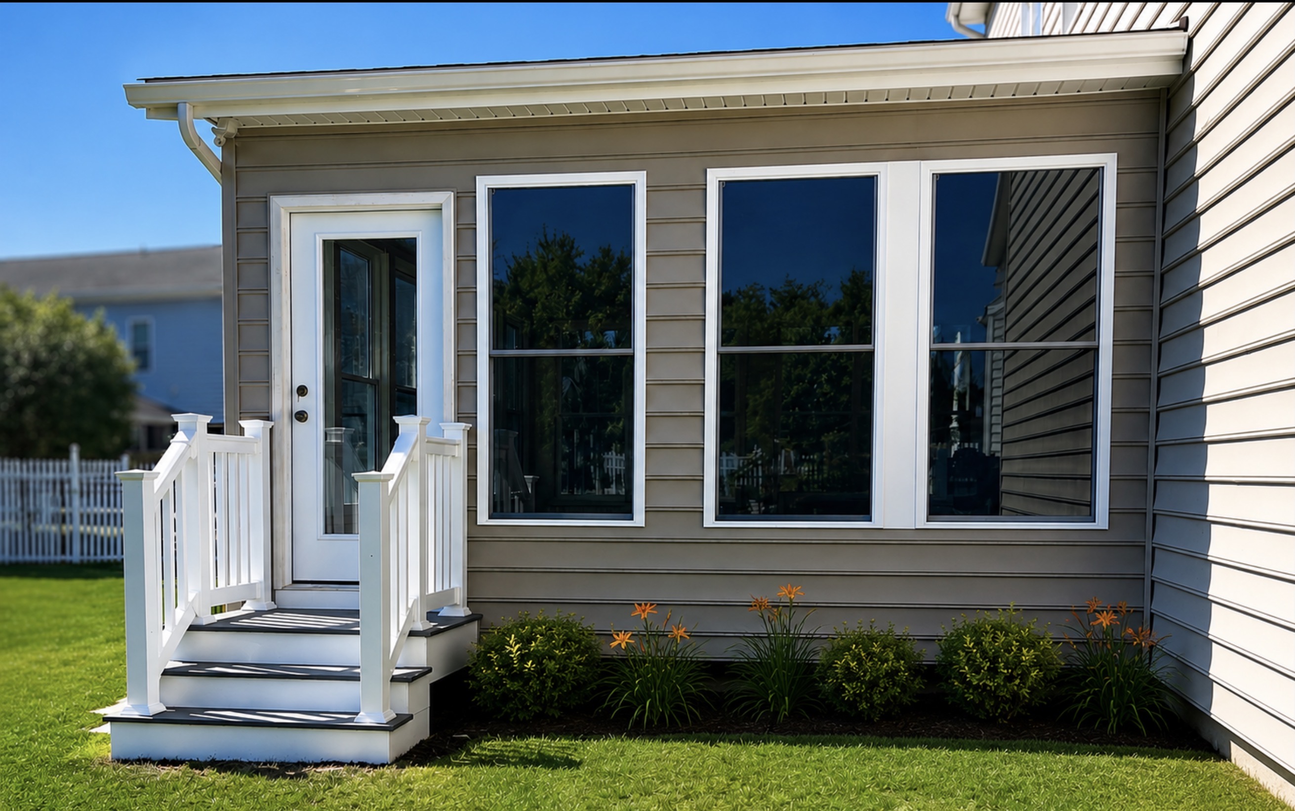 Custom Sunroom Exterior & Stairs