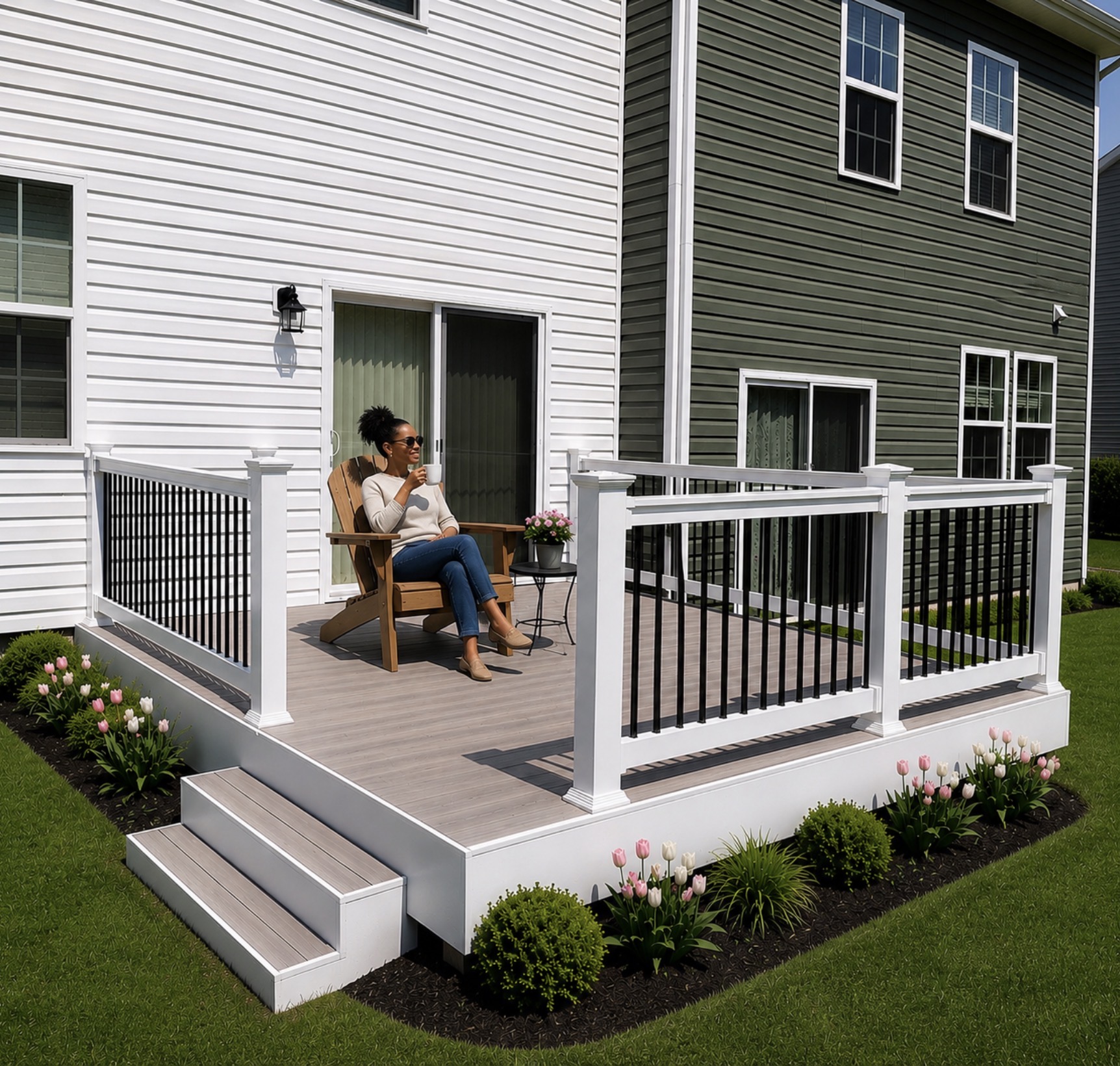 Relaxing Deck Lounge with Adirondack Seating