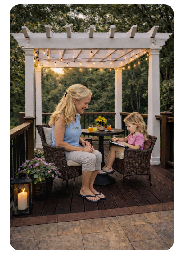 Cozy Deck Pergola Seating Area