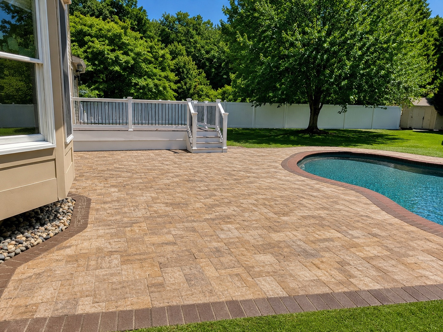 Poolside Paver Patio & Deck Landing