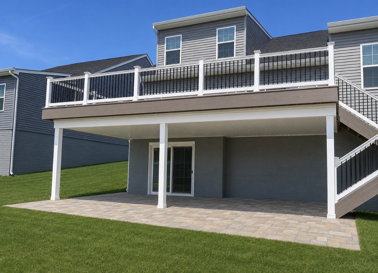 Under-Deck Paver Patio Landing & Composite Stairs