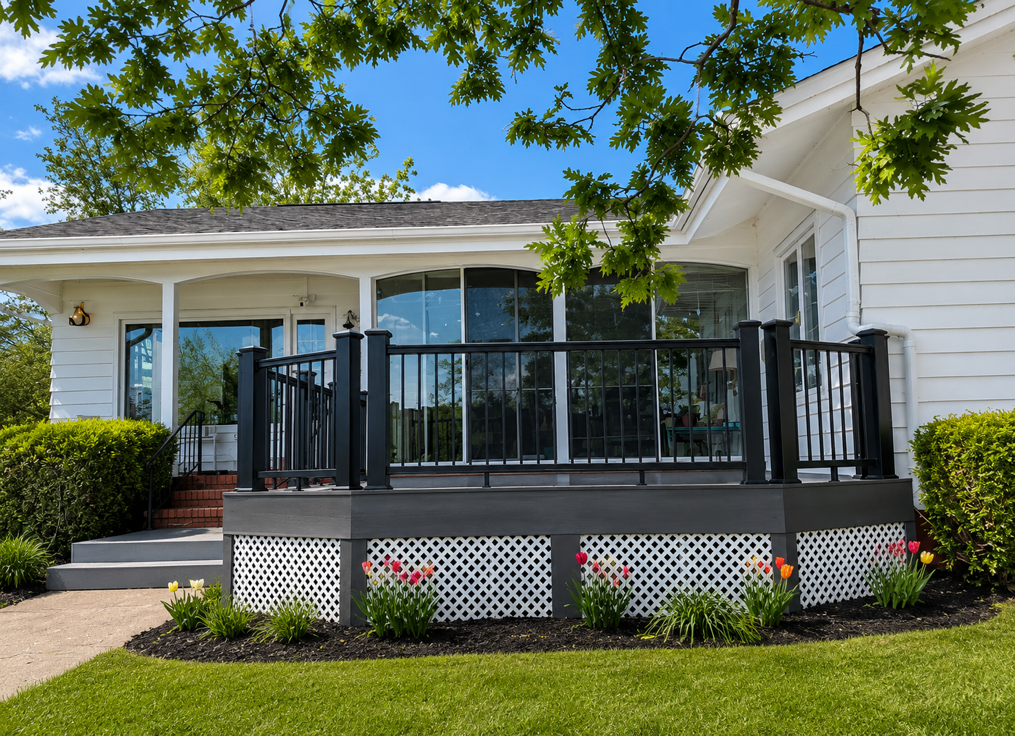 Elevated Deck with Black Railing