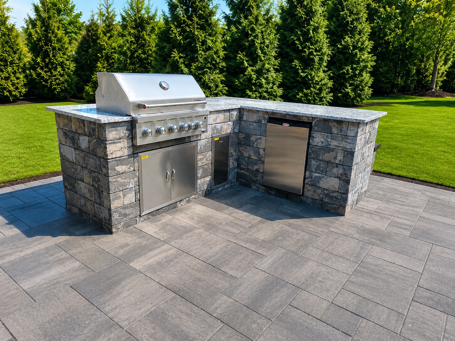 L-Shaped Outdoor Kitchen Island