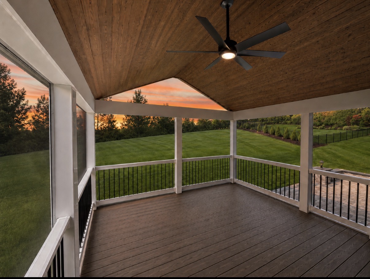 Vaulted Wood Ceiling Screen Room