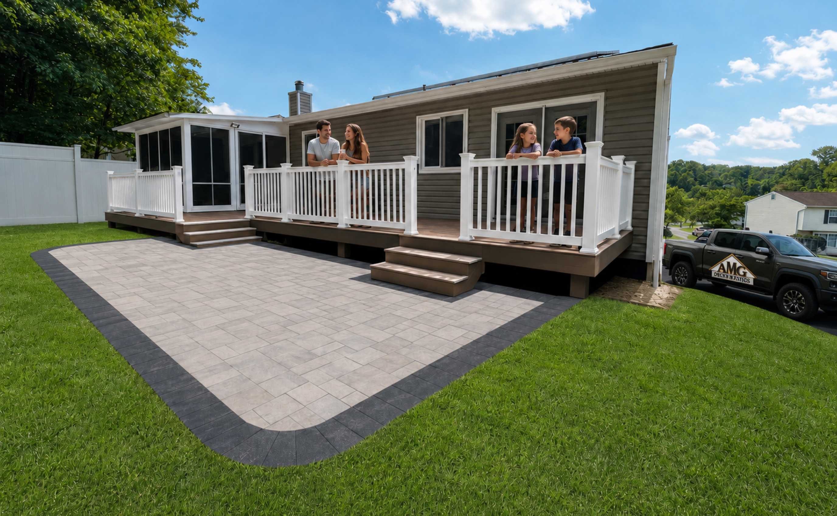 Custom Deck, Screen Room & Paver Patio Family Space