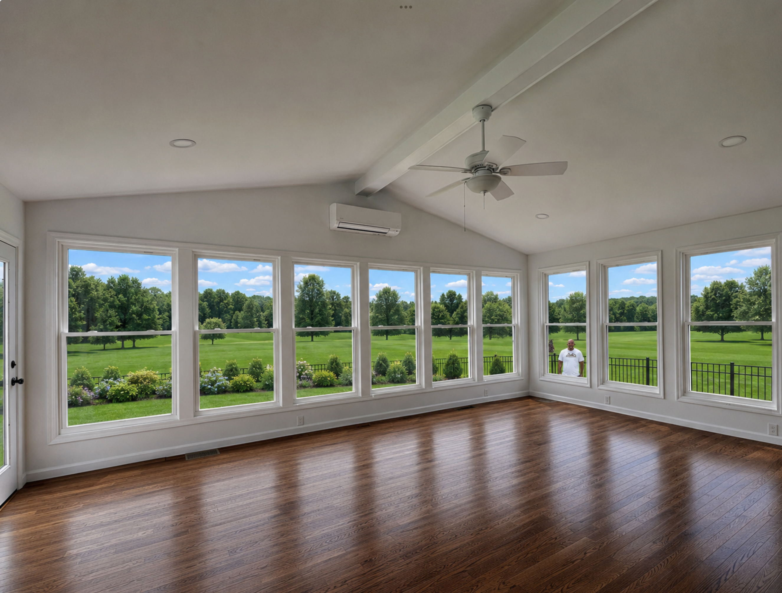 Vaulted Sunroom Interior & Golf Course View