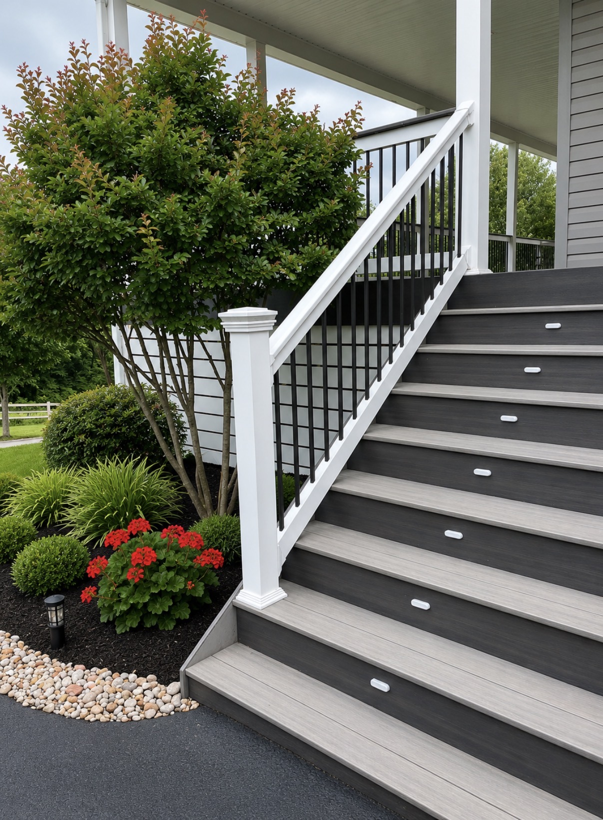 Modern Composite Deck Stairs & Integrated Lighting
