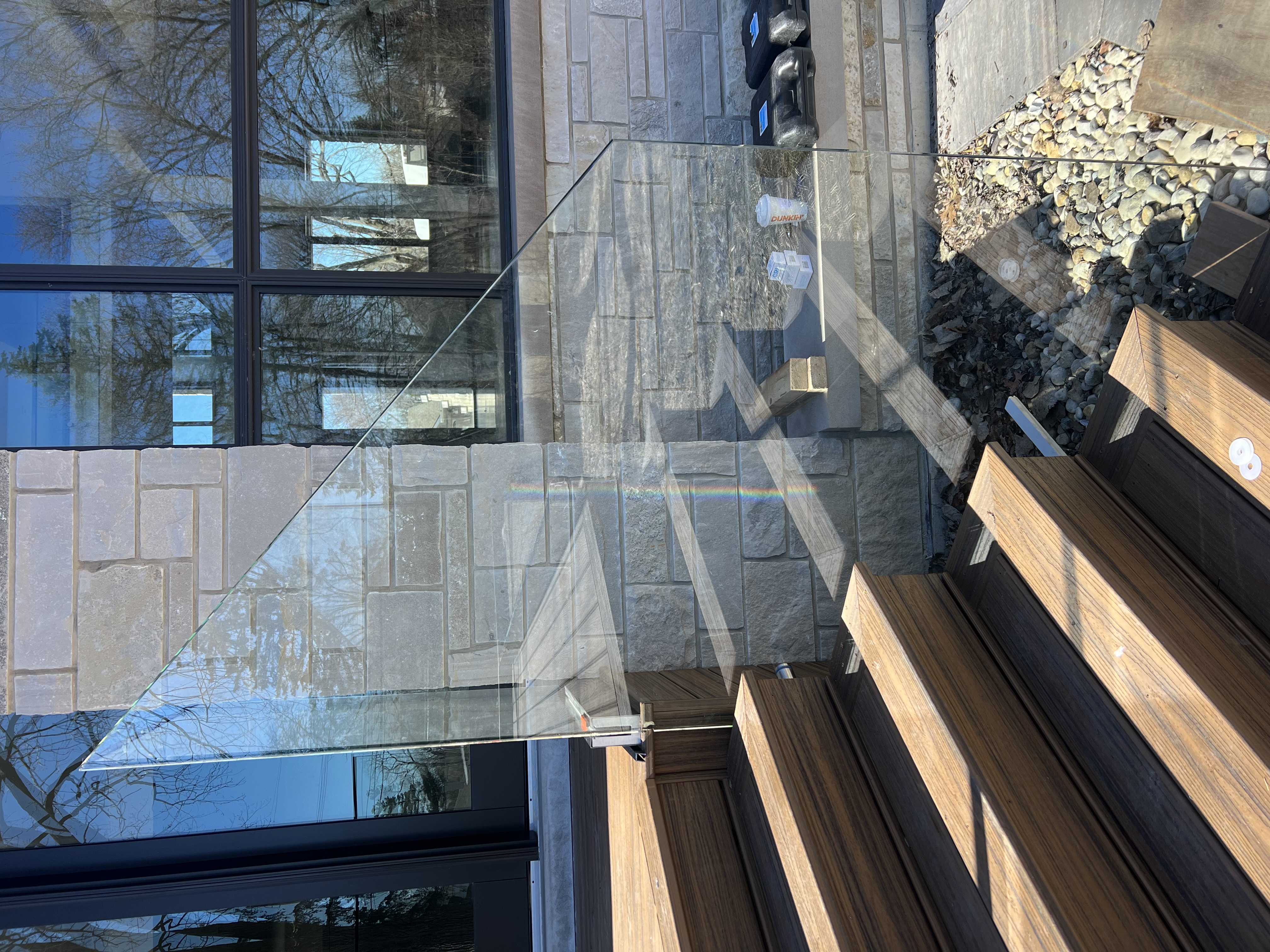 Interior glass stair railing fabrication