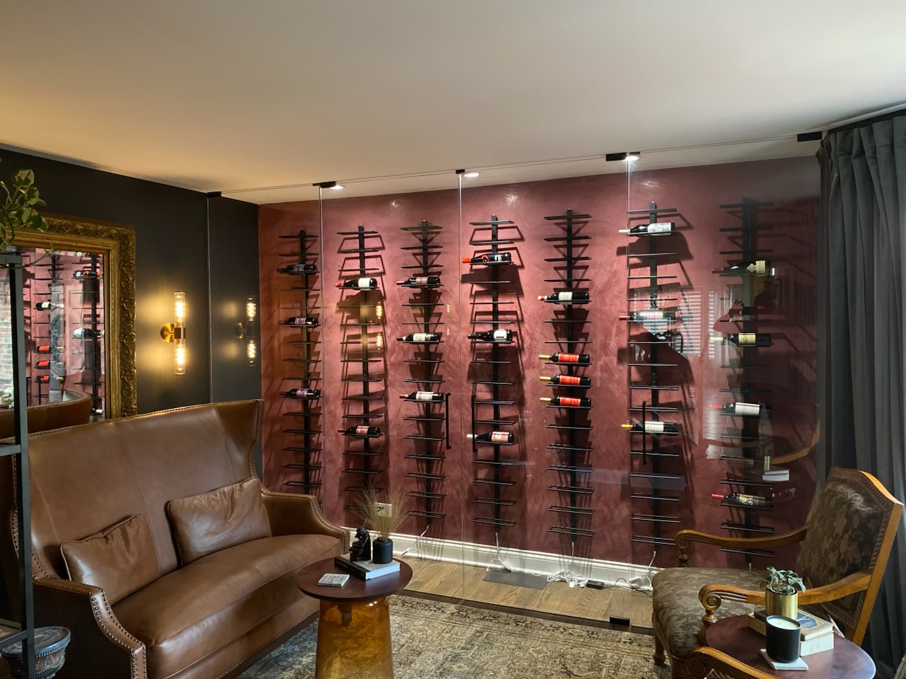 Temperature-controlled glass wine room installation