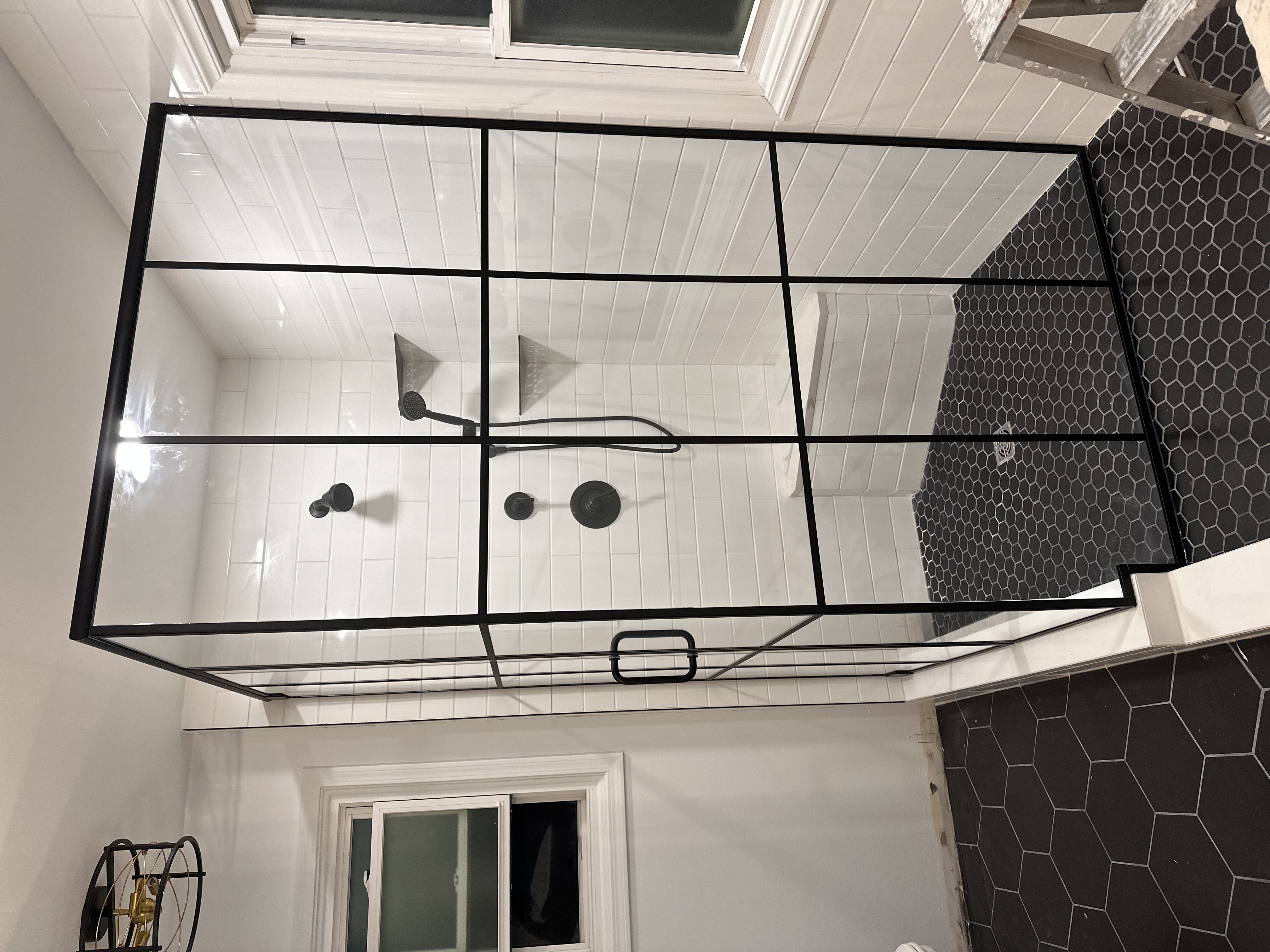Custom glass shower panels for modern bathroom