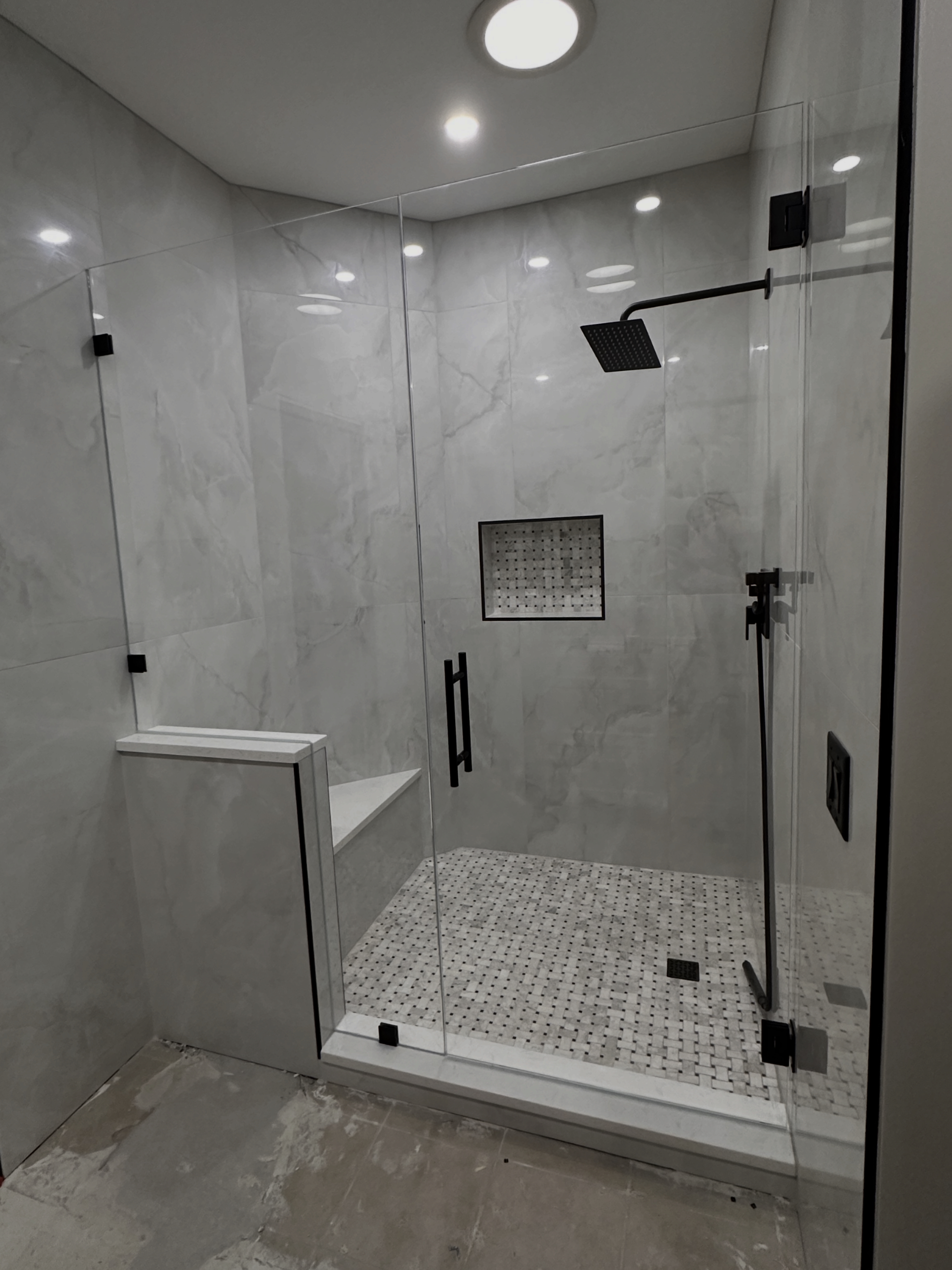 Custom residential glass shower door replacement