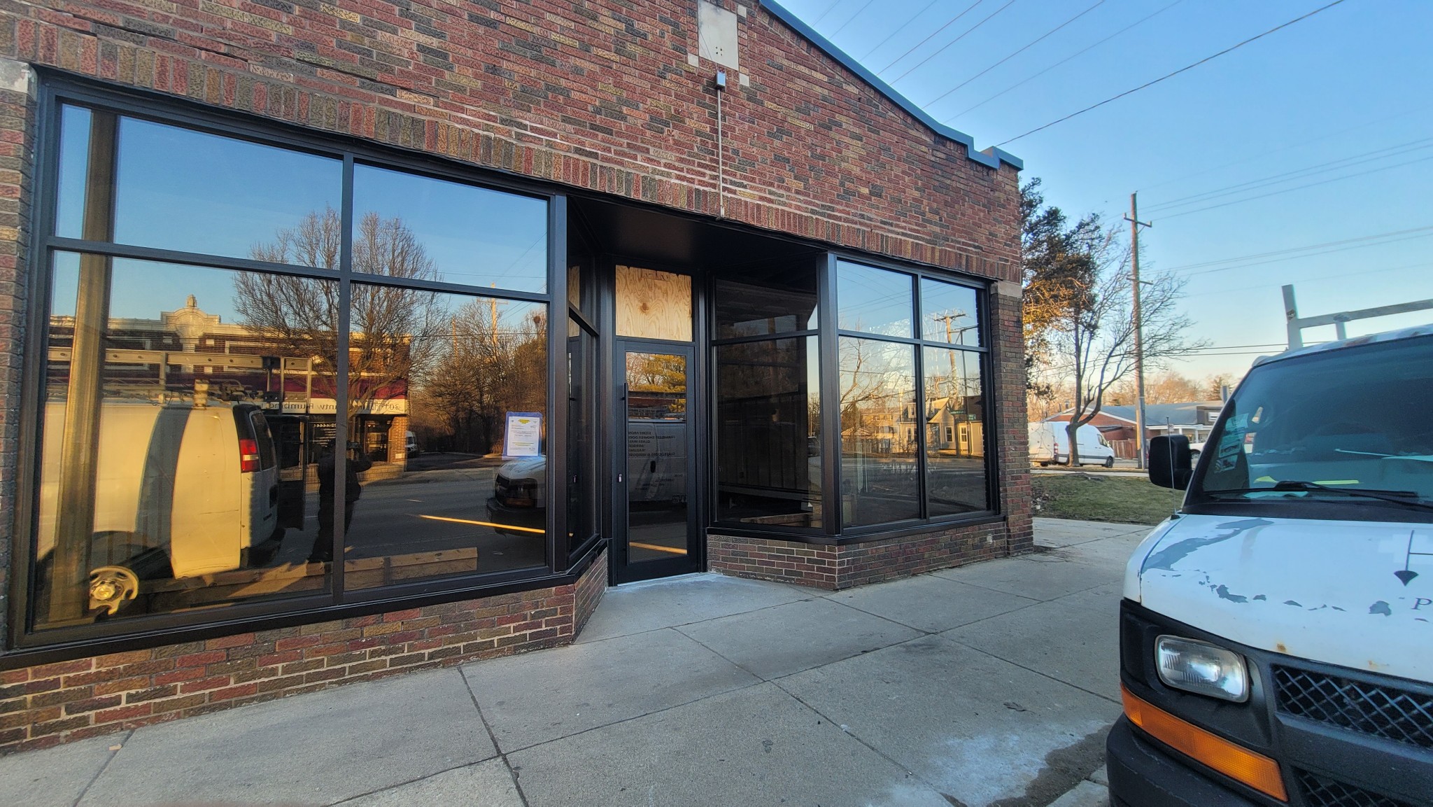 Custom commercial glass building facade and storefront