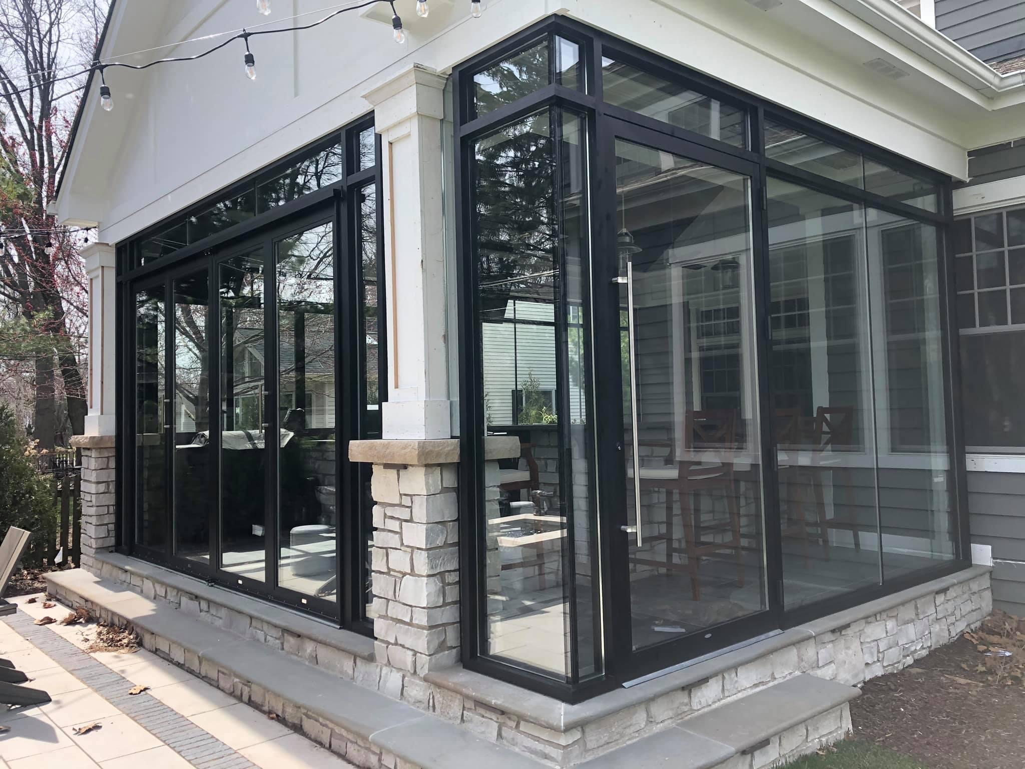 Commercial aluminum storefront glass window fabrication and installation