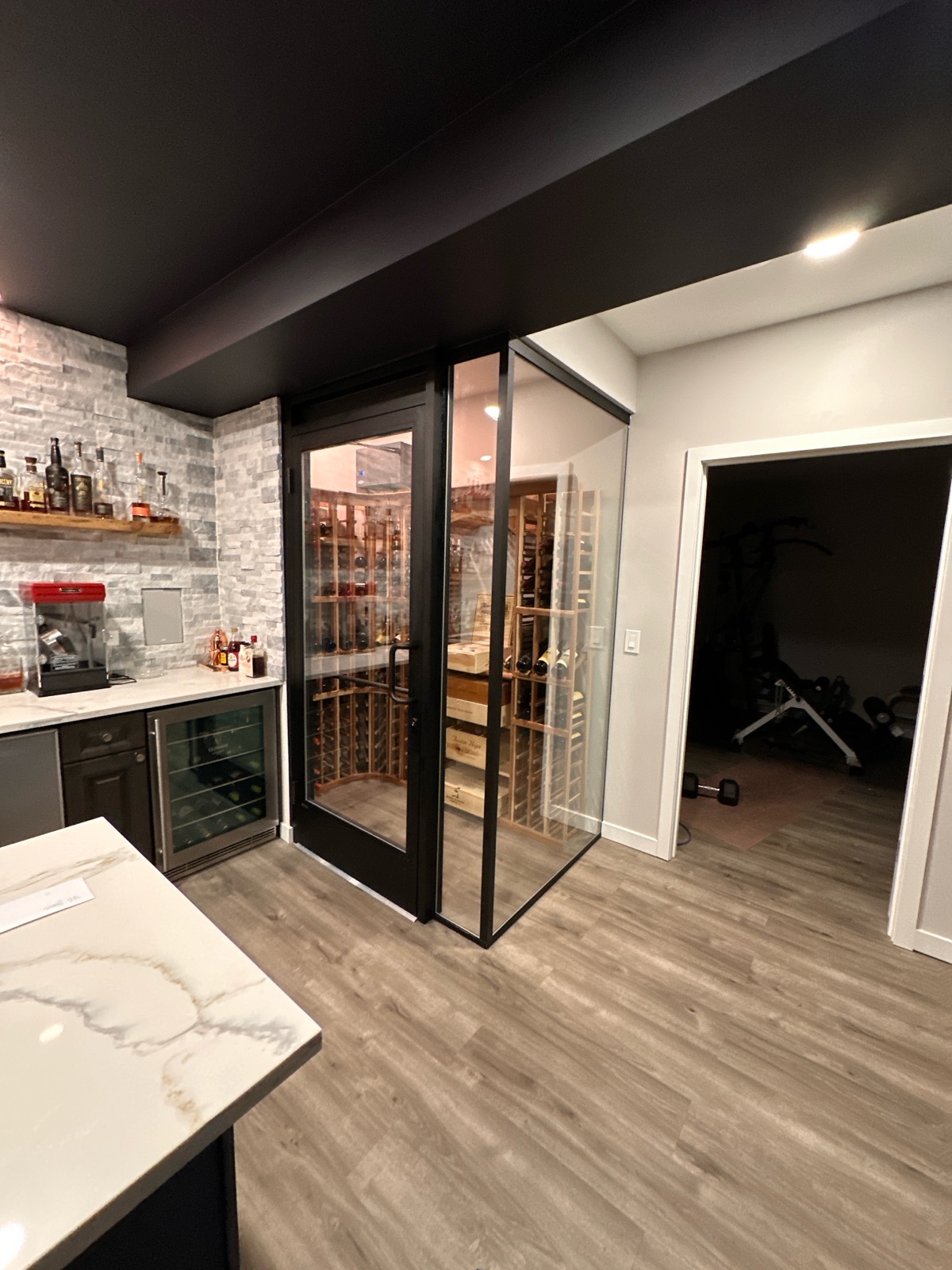 Custom glass wine cellar enclosure in Chicago
