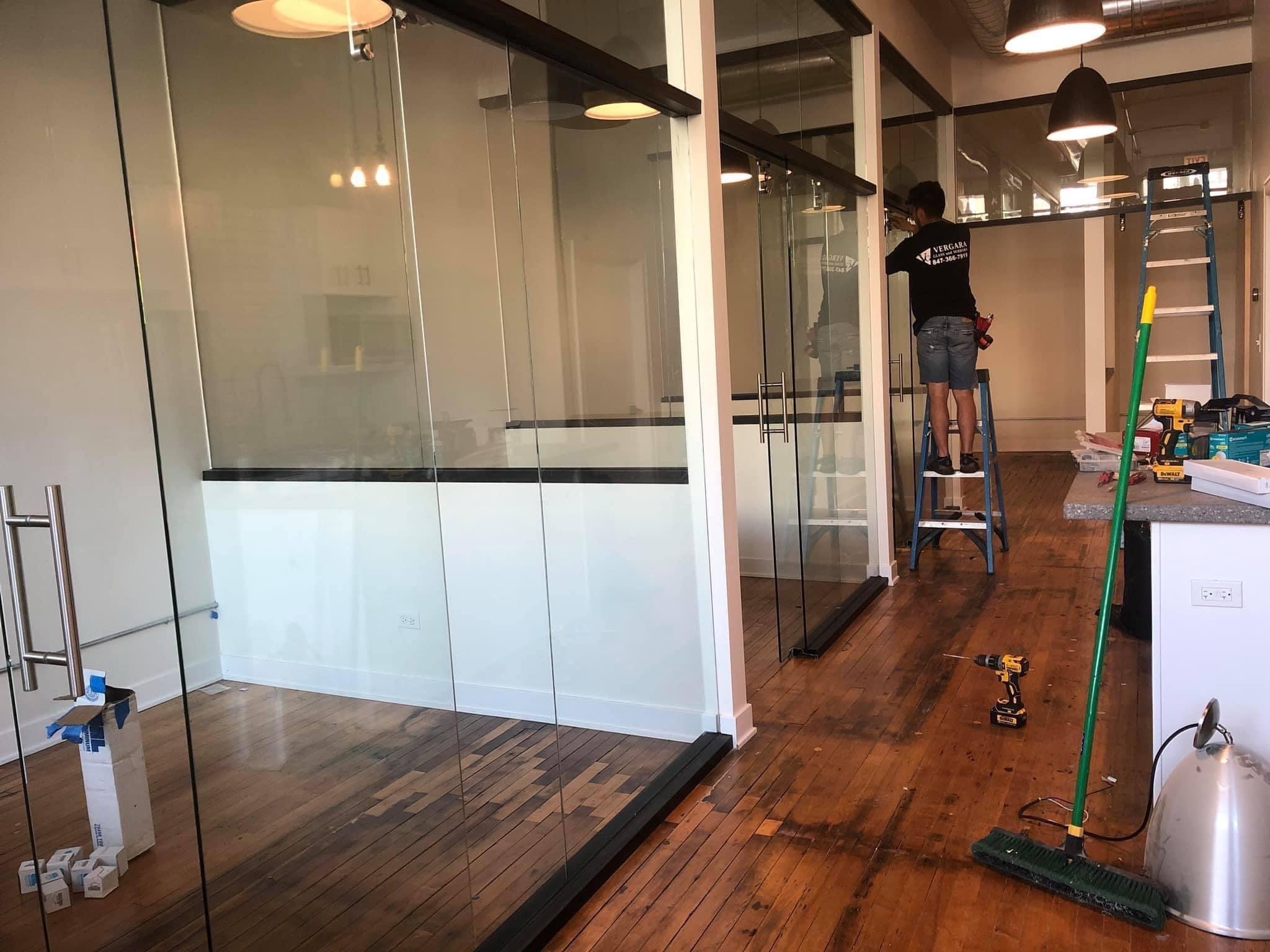 Modern glass storefront entrance doors for retail business