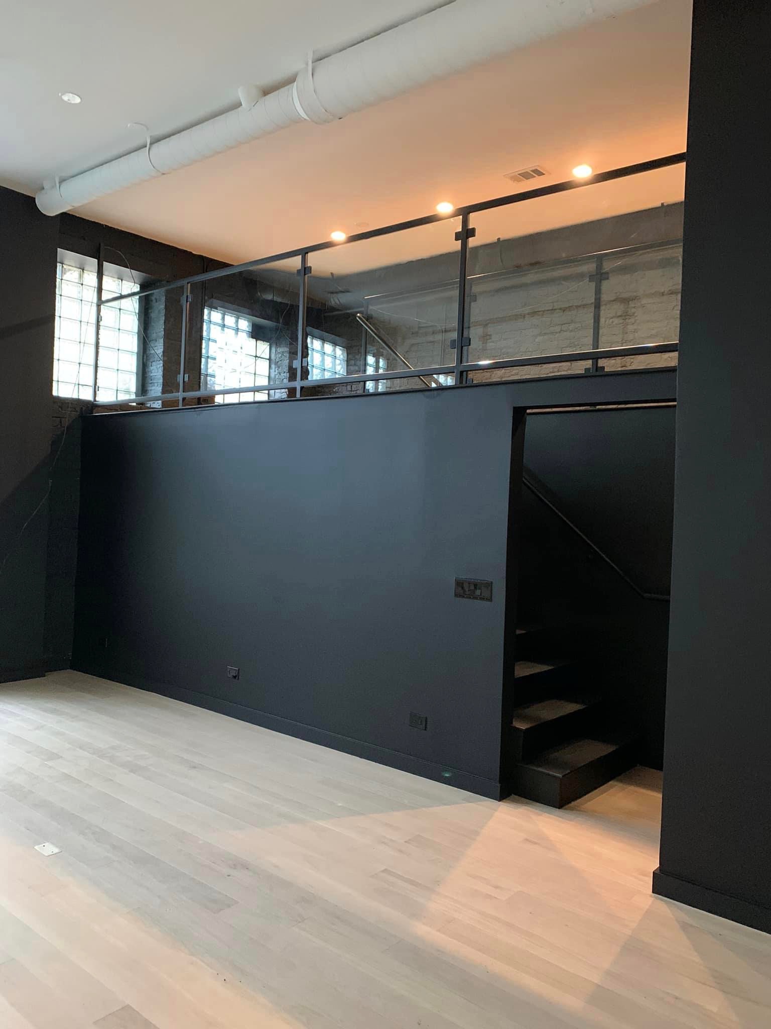 Custom interior glass loft railing and partition