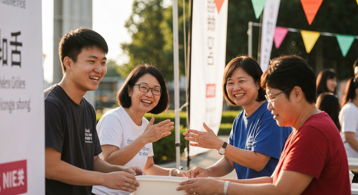 Volunteers serving